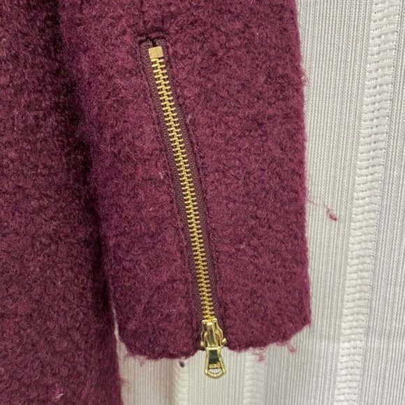 Guess‎ Los Angeles Fuzzy Pea Coat Wine Burgundy Size M - Picture 13 of 16
